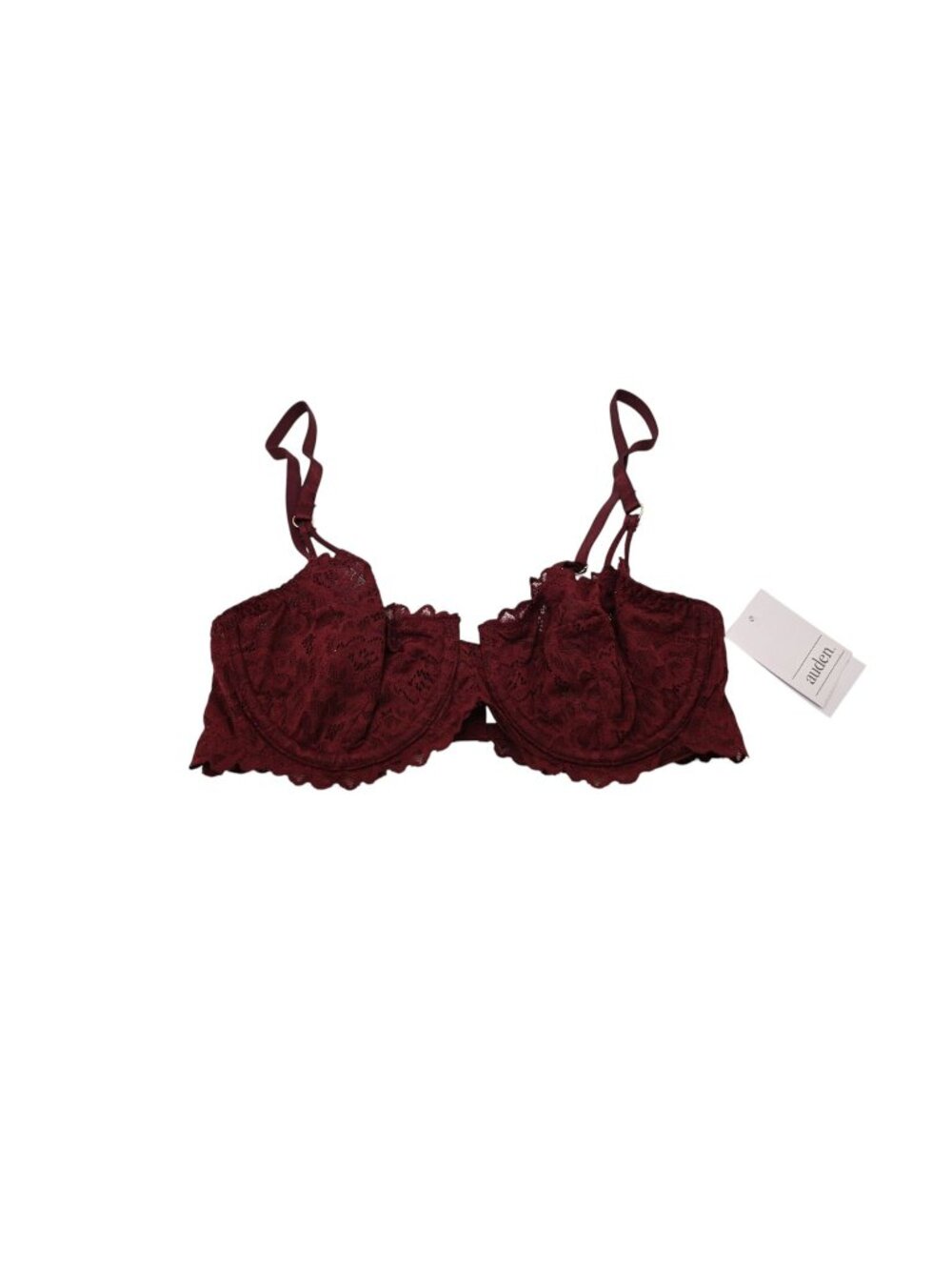 NWT Auden Lace Unlined Comfort Wire Balconette Bra Sz 32B Berry Red Floral
